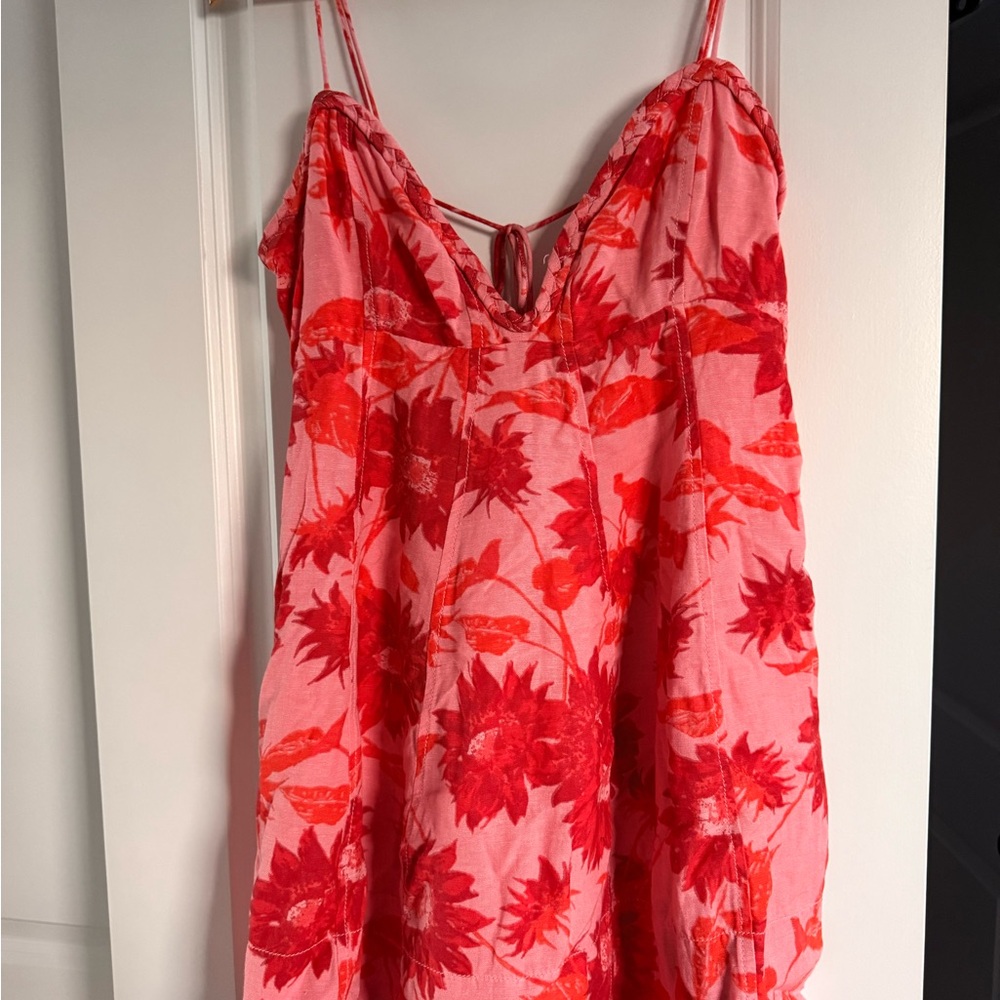 Anthropologie Red and Pink Floral Dress